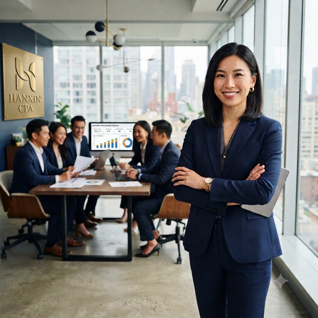 瀚信會計師團隊在辦公室討論